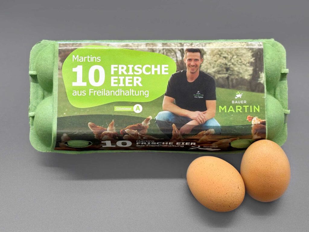 10er-Eierschachtel mit hofeigenem Druck